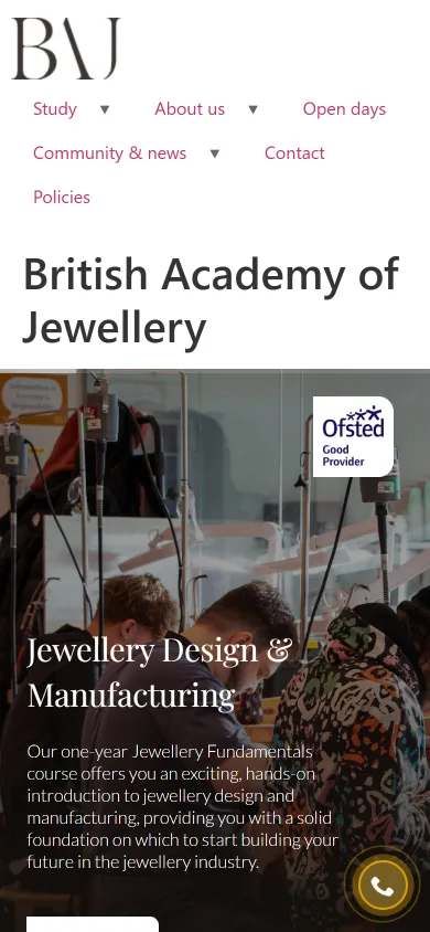The BAJ website on mobile