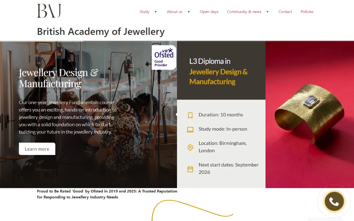 British Academy of Jewellery homepage